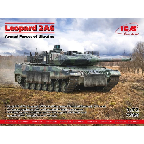 LEOPARD 2A6 ARMED FORCES OF UKRAINE KIT 1:72 Icm Kit Mezzi Militari Modellino Nu - Immagine 1 di 1