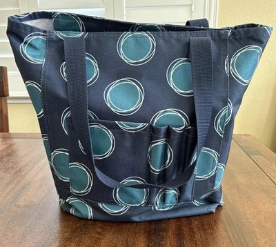 Bolso organizador Thirty-One 31 alto La-Di-Dot Circles 11x13x6 bolsillos con cremallera  Foto 1 de 4