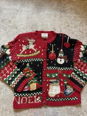 EUC Women’s Vintage 1998 HEIRLOOM COLLECTIBLES Embellished Christmas Sweater MP - Image 1 of 4