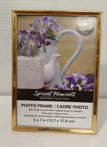 5 X 7" Inch Gold Matel Photo Picture Frame Tabletop Or Wall - Picture 1 of 5