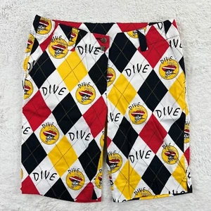 Loudmouth Dive Pirates Shorts Women’s 8 Argyle Bermuda Scuba Stretch Golf - Picture 1 of 7