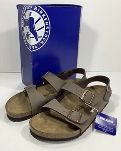 Sandali vintage NOS Birkenstock Milano in pelle marrone con scatola taglia 48 US uomo 15 - Foto 1 di 11