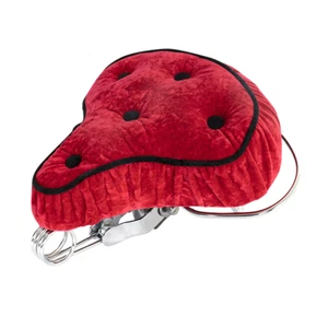 Old School Classic Bicycle Seat Crushed Velour 5-Buttons Lowrider Cruiser Red - Picture 1 of 1