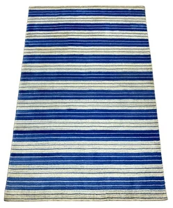 Carpet Rug Gabbeh Blue Beige 100% Wool Loom Lori Hand Woven 120x183 CM S158 - Picture 1 of 7