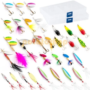 30-teiliges Angeln Spinner Set mit 2 Tackle Boxen Löffel Hahnschwanz Zander Lachs - Bild 1 von 8