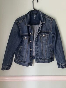 Gap Youth (12-13) XL Distressed Denim Stretch Trucker Jeans Jacket Unisex - Picture 1 of 7
