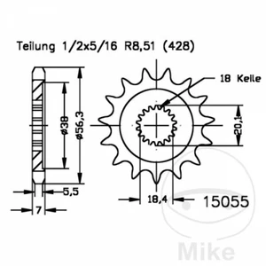 KSR-Moto GRS 125 ie CBS 2017 - 2020 Esjot Front Sprocket 13 Teeth - Picture 1 of 1