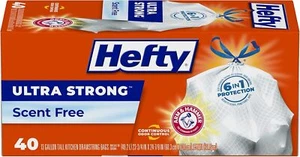 Hefty Ultra Strong Tall Kitchen Trash Bags, Unscented, 13 Gallon, 40 Count - Picture 1 of 8