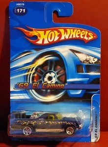 Hot Wheels 69 El Camino, 2005 Collector's #171. Blue w/ chrome mid eng. - Picture 1 of 2