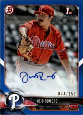 2018 Bowman Prospect Autographs Blue #PAJR JoJo Romero Auto /150 - NM-MT - Image 1 of 2