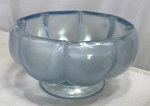 Fenton Blue Iridescent Rose Bowl Stretched Glass 75th Anniversary  - Picture 1 of 5