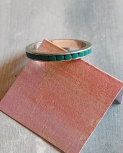 Vintage Ring band size 7 sterling silver composite turquoise signed SW or WS - Picture 1 of 5