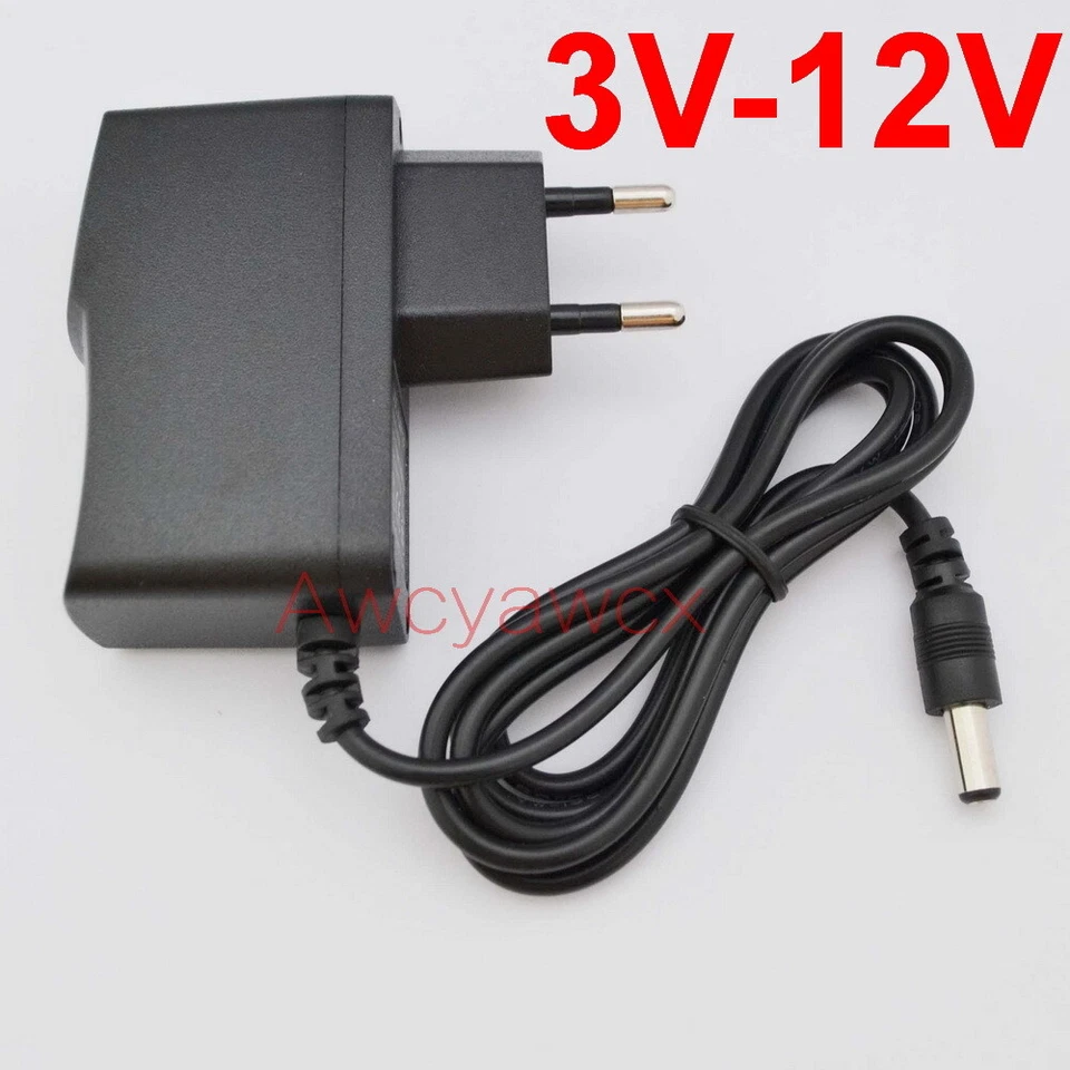 AC Adapter DC 3V 4.5V 5V 6V 7.5V 8V 9V 10V 12V 500mA 1A power supply 5.5mm 2.1mm - Bild 1 von 4