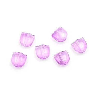 Vintageparts DIY flache Lampworkperlen als Blüte in lila 9mm 6 Stück - Bild 1 von 4