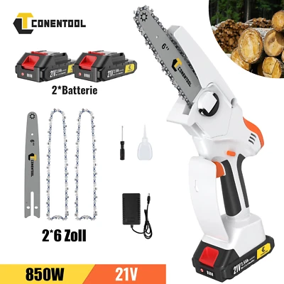 CONENTOOL 2*6" Akku Kettensäge Elektro Motorsäge Handkettensäge 2*2.5Ah Akku DHL