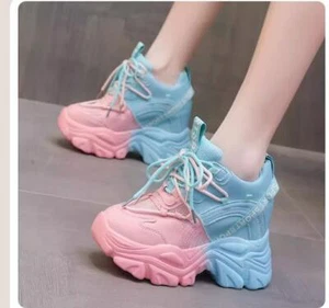 Scarpe per donna con zeppa interno 10cm lacci casual sport ginnastica da 34 a 39 - Foto 1 di 12