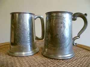 TWO PEWTER TANKARDS COMMEMORATING THE MARRIAGE OF PRINCE CHARLES & DIANA SPENCER - Picture 1 of 10