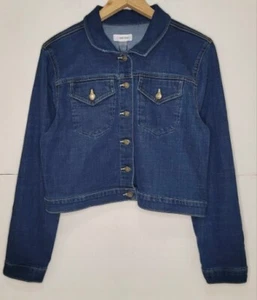 Calvin Klein Women Denim Jacket Cropped Button Up Brand New W/tag Size X-Large - Picture 1 of 8