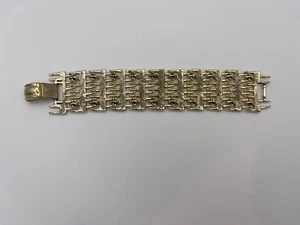 Bracciale Vintage Coro Pegasus Modello Tessuto Tono Oro 7" Firmato - Foto 1 di 12