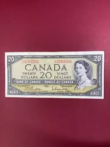 1954 CANADA $ 20 DOLLAR Beattie / Rasminsky Banknote - Picture 1 of 2