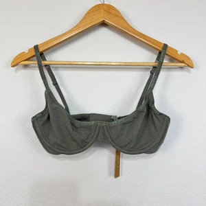 Skims Baumwolle Logo Bügel Halb BH Damen 34C Juniper Grün Verstellbar Neu - Bild 1 von 11