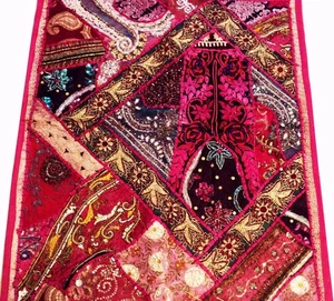 35" Wall Hanging Patchwork Home Decor Wall Hanging Tapestry Runner Table Cloth - Picture 1 of 10