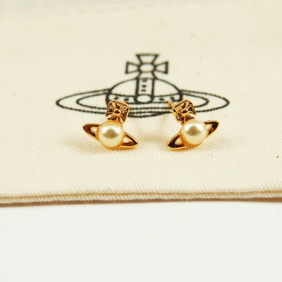 Vivienne Westwood золотистый маленький шар серьги с жемчугом центр подарочная коробка комплект - Изображение 1 из 4