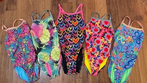 5 Dolfin uglies Sporti girls practice swimsuit size 28 heart flower black pink - Picture 1 of 2