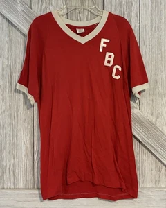 Vintage 1970’s FBC First Baptist Church #11 Large Red Baseball Jersey U.S.A. - Picture 1 of 9