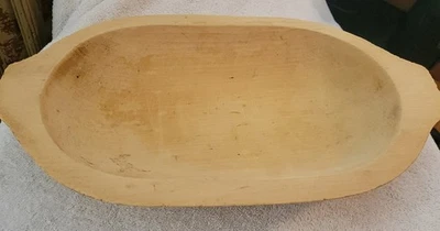 Hand Carved Wooden Dough Bowl Primitive Wood Trencher Unseasoned - Image 1 of 4