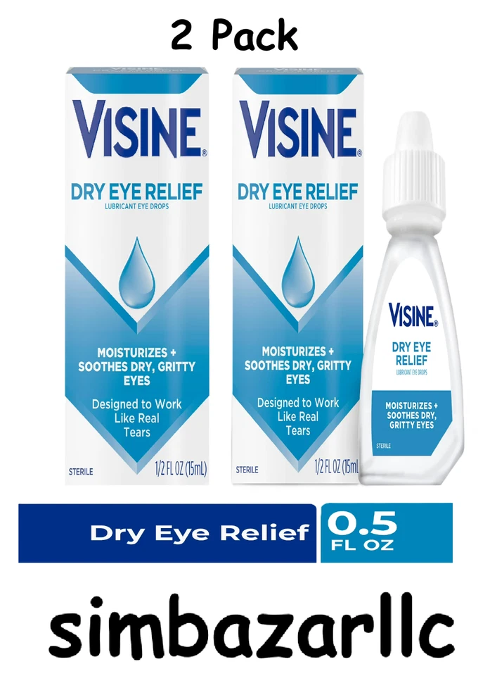 Gotas lubricantes para ojos secos Visine Dry Eye Relief para ojos secos, 0,5 fl. Paquete de 2 OZ Foto 1 de 1