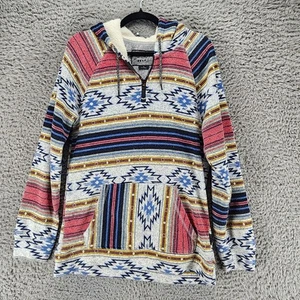 Brooklyn Camicia di Panno Uomo Grande Multicolore Azteco Pullover Felpa con Cappuccio - Foto 1 di 10