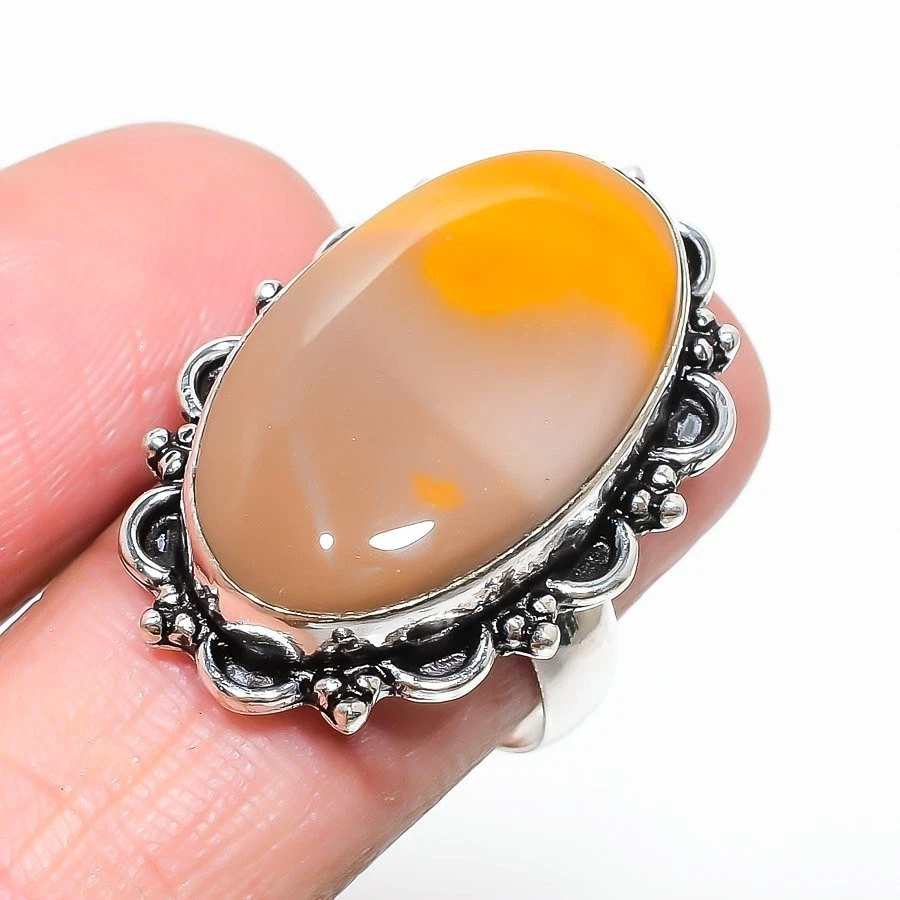 Natural Mookaite Gemstone Handmade 925 Sterling Silver Ring Size 8 (US) - Image 1 of 1