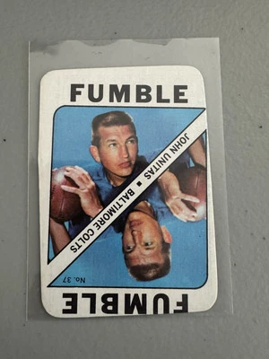 JOHN JOHNNY UNITAS 1971 Topps Football Game Piece #37 Colts Chargers - Image 1 of 2