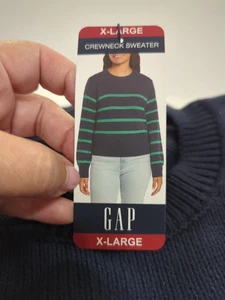 GAP Ladies Crewneck Sweater Blue/Green XL NWT MSRP $69.95 - Picture 1 of 9