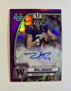 2024 Bowman U Chrome Will Rogers Fuschia Refractor Rookie Auto #’d /150 #PA-WRO - Picture 1 of 2