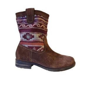Western Naturalizer Mid Calf Boots Womens 6.5 M Tapestry Suede Slouchy Cowgirl - Picture 1 of 7