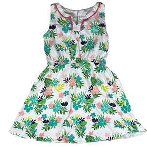 Gymboree Girls' White and Green Tropical Sleeveless Sundress Size 10 - Picture 1 of 4