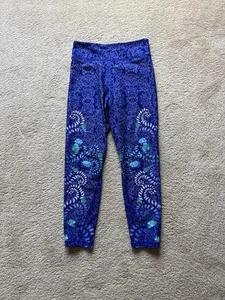 Johnny Was Large Active Blue Green Floral Leggings High Waist Stretchy - Picture 1 of 5