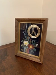 Vintage MCM Design Floral Display Shadow Box Decor “Livin Quartz” Clock Works - Picture 1 of 10