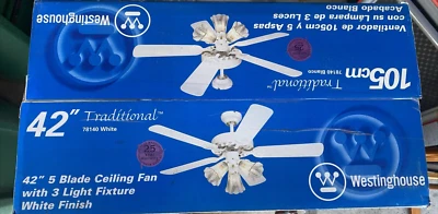 Westinghouse Traditional 42” 5 Blade Ceiling Fan 3 Light Fixture 78140 - Image 1 of 2