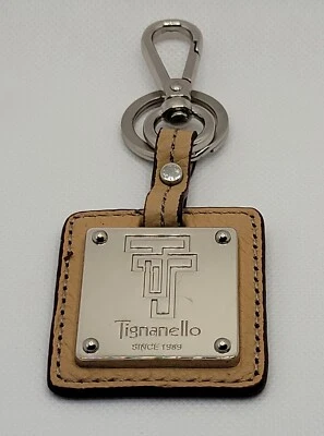Tignanello Beige Tono Plateado Llavero Bolsos Accesorios Cuero Metal Foto 1 de 4