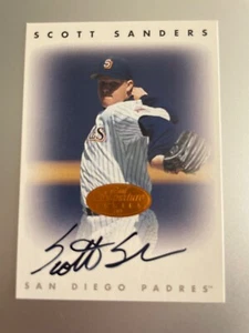 Tarjeta de béisbol autografiada por Scott Sanders de bronce automático Leaf Signature Series 1996 - Imagen 1 de 2