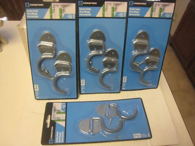 4 sí 4 PAQUETES DOBLES Crawford Products SS29 Gancho Soporte Mango, Gris 8 Ganchos Tota Foto 1 de 3