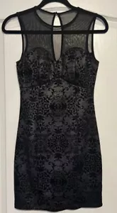 Charlotte Russe Dress Size Small Black w Black Floral Print Mesh Top - Picture 1 of 6