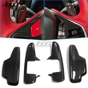 Black Carbon Paddle Shifter Sticker Trim For Corvette C8 Coupe Stingray 2020-25 - Picture 1 of 9