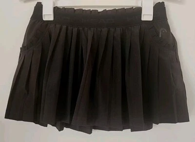 Head Black Pleated Pockets Shorts Skort Tennis Size Medium Skirt Elastic Waist - Image 1 of 4