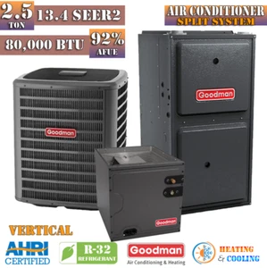 R32 Goodman 2.5 Ton AC & Gas Furnace Split System 13.4 SEER2 92% AFUE 80000 BTU - Picture 1 of 4