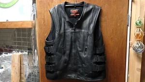 Custom Tailored True Element Leather Motorcycle Vest-3XLT - Picture 1 of 3