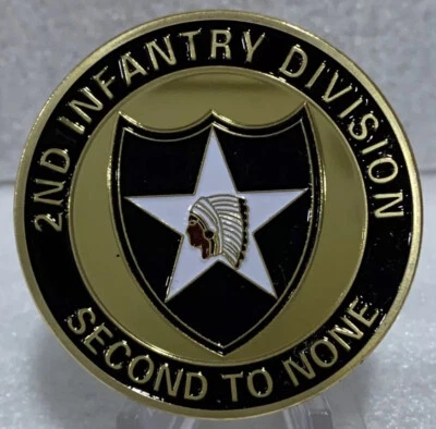 * RARE US ARMY SECOND INFANTRY DIVISION SECOND TO NONE CHALLENGE COIN - Image 1 of 3